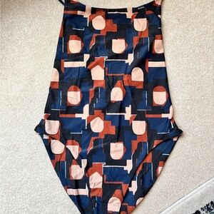Madewell Abstract Print Bodysuit in Navy and Rust